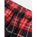 Mens Vintage Plaid Multi Pocket Cotton Jogger Pants