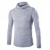 Mens Casual Turtleneck Knitted Sweater Solid Color Slim Fit Pullover Sweater