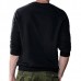 Autumn Winter Fashion Pure Color Round Neck Men Pullover Casual Long Sleeved Cotton Tops